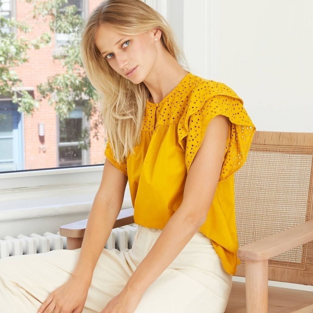 Short Sleeve Eyelet Top